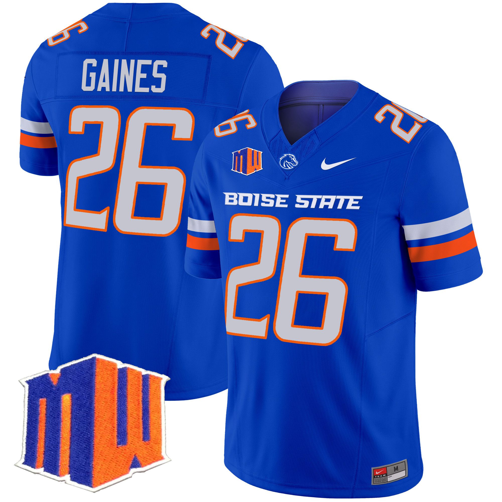 Men Boise State Broncos #26 Gaines Blue Nike 2024 Vapor Limited NCAA Jersey style 1->more ncaa teams->NCAA Jersey